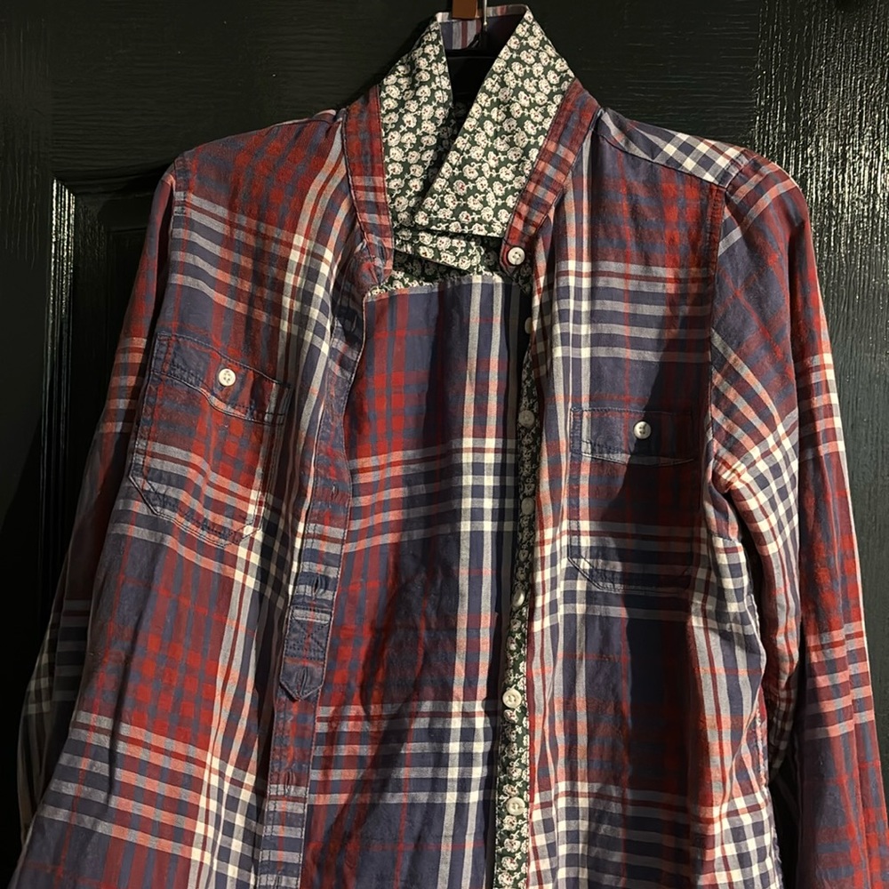 Red White and Purple Plaid top